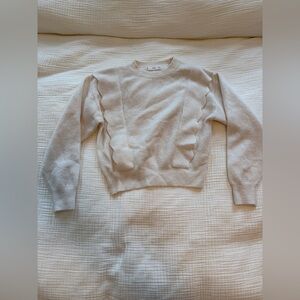 Mango Cream Ruffle Crewneck Sweater XS